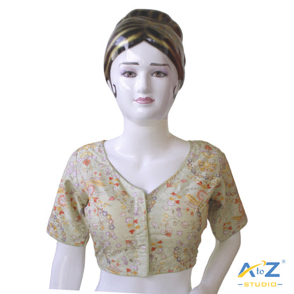 Pista Green Floral Heritage Blouse