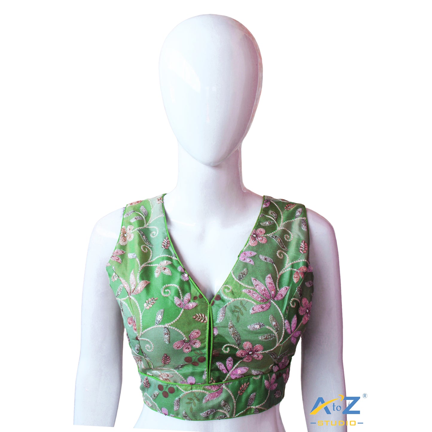 Pea Green Embroidered Blouse