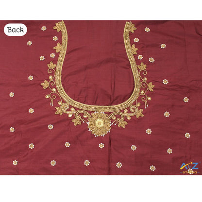 Caramel Silk Blouse Piece With Aari Work