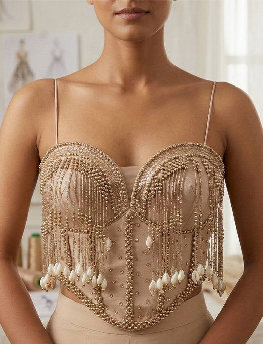 Onion Embellished Corset Blouse
