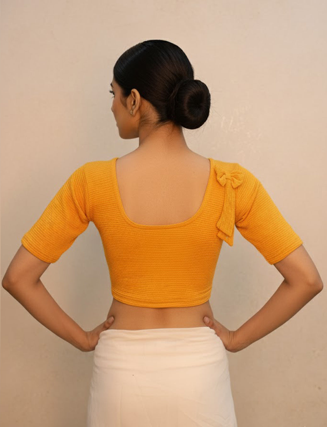 Mango Crush Blouse with Tissue Lines