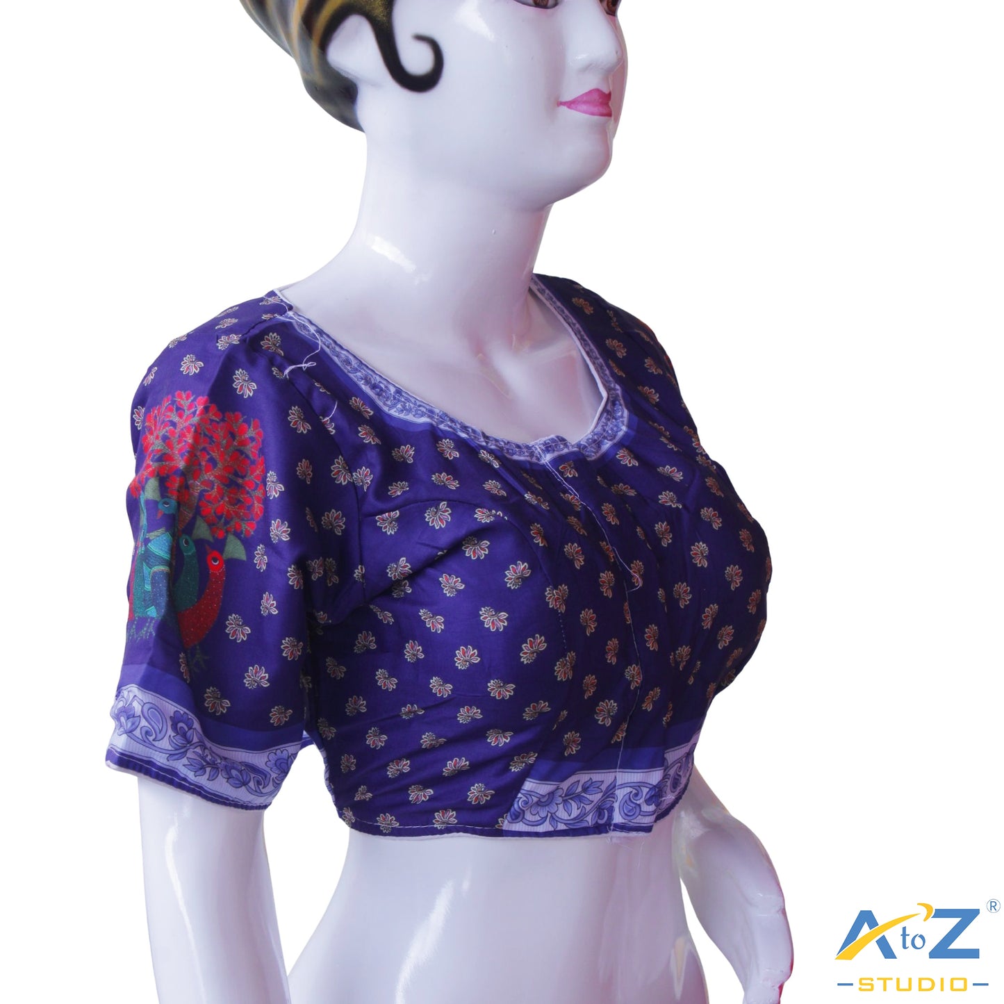 Navy Blue Kalamkari Bird Blouse
