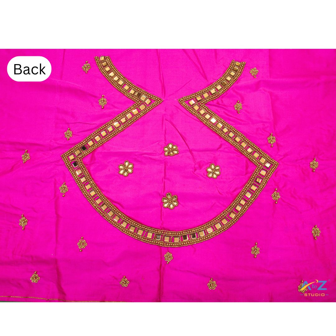 Light Pink Silk Blouse Piece With Magam Work