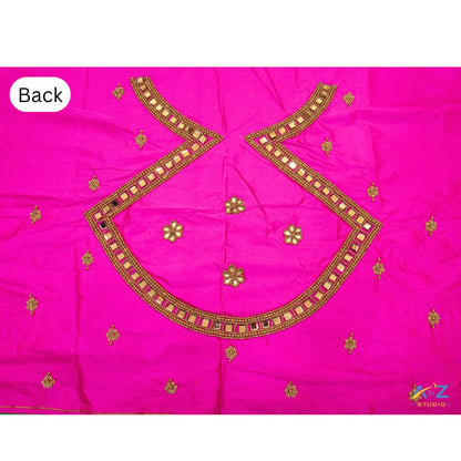 Light Pink Silk Blouse Piece With Magam Work