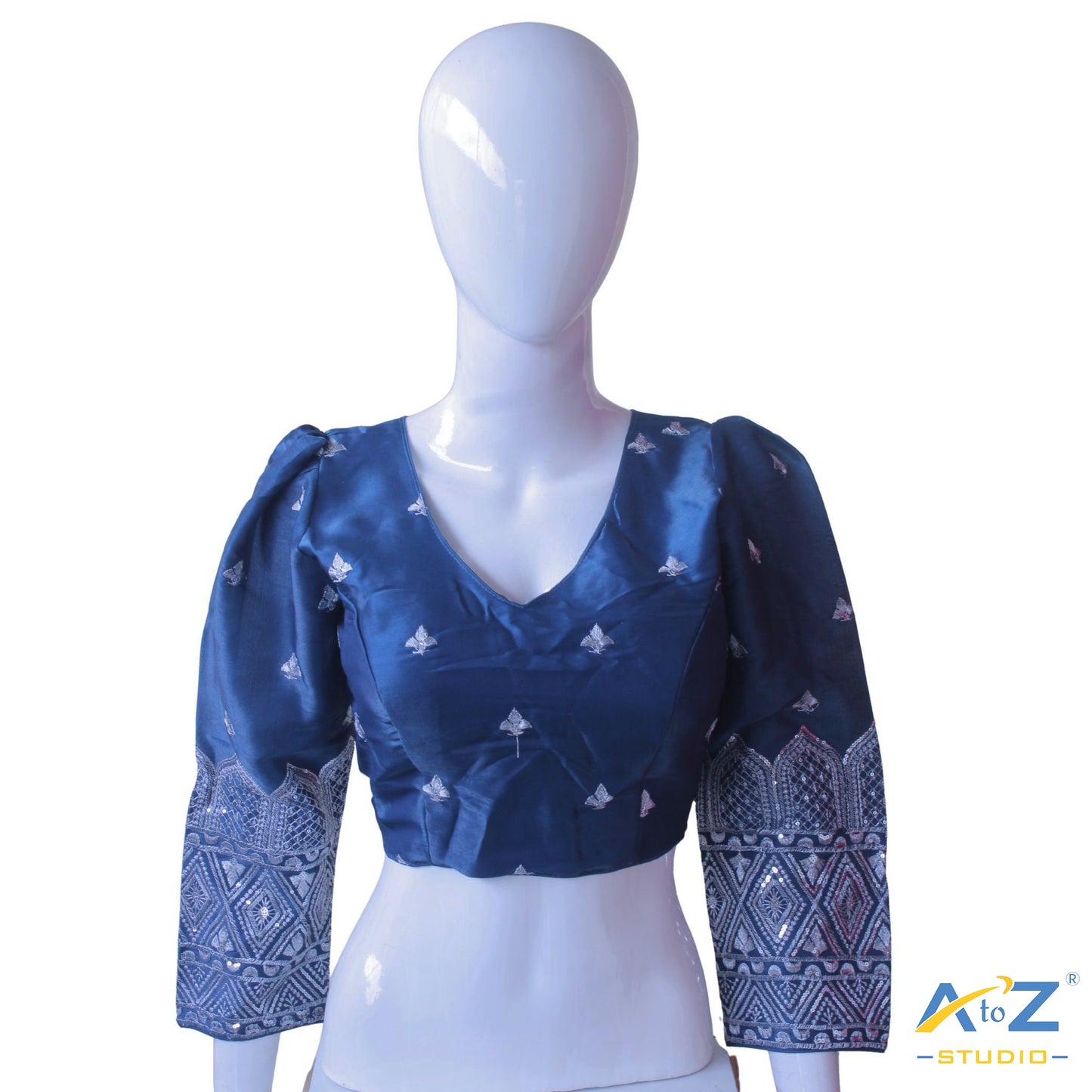 Dark blue silk blouse