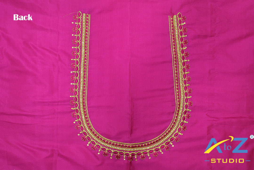 Light Pink Silk Blouse Piece With Machine Work