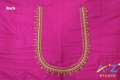 Light Pink Silk Blouse Piece With Machine Work