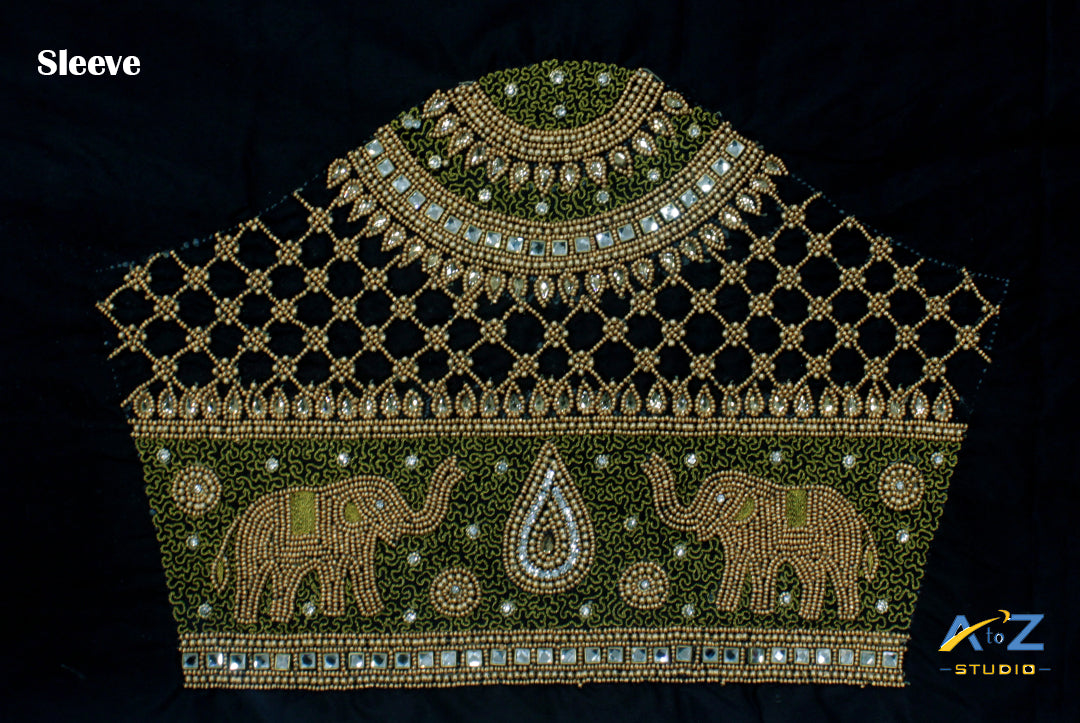 Black Silk Blouse Piece With Aari Work