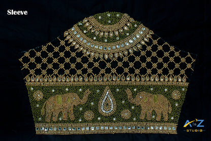 Black Silk Blouse Piece With Aari Work