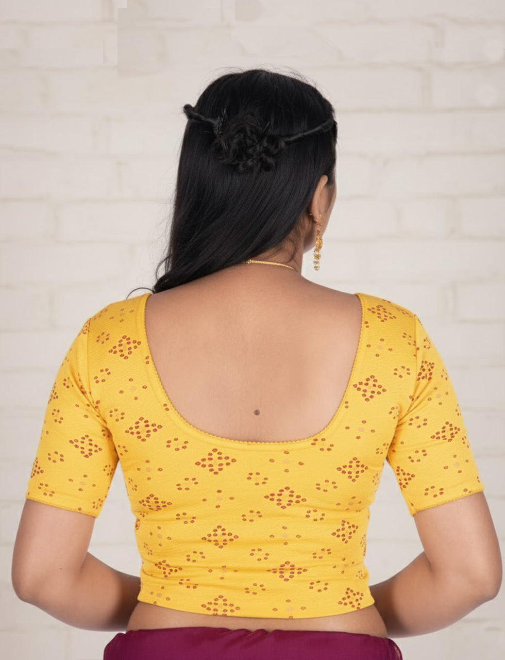 Mango Crush Blouse with Bandhani Print
