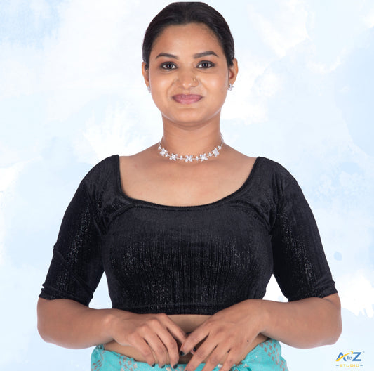 Black Velvet Elbow Sleeves Shimmer Lines