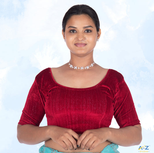 Red Velvet Elbow Sleeves Shimmer Lines