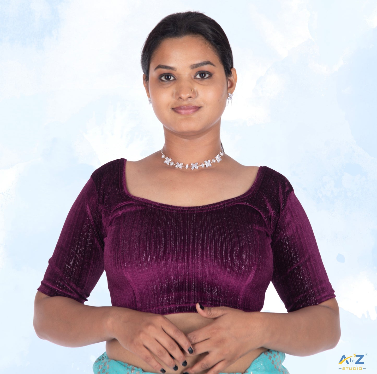 Wine  Velvet Elbow Sleeves Shimmer Lines