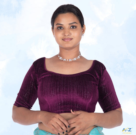 Wine  Velvet Elbow Sleeves Shimmer Lines