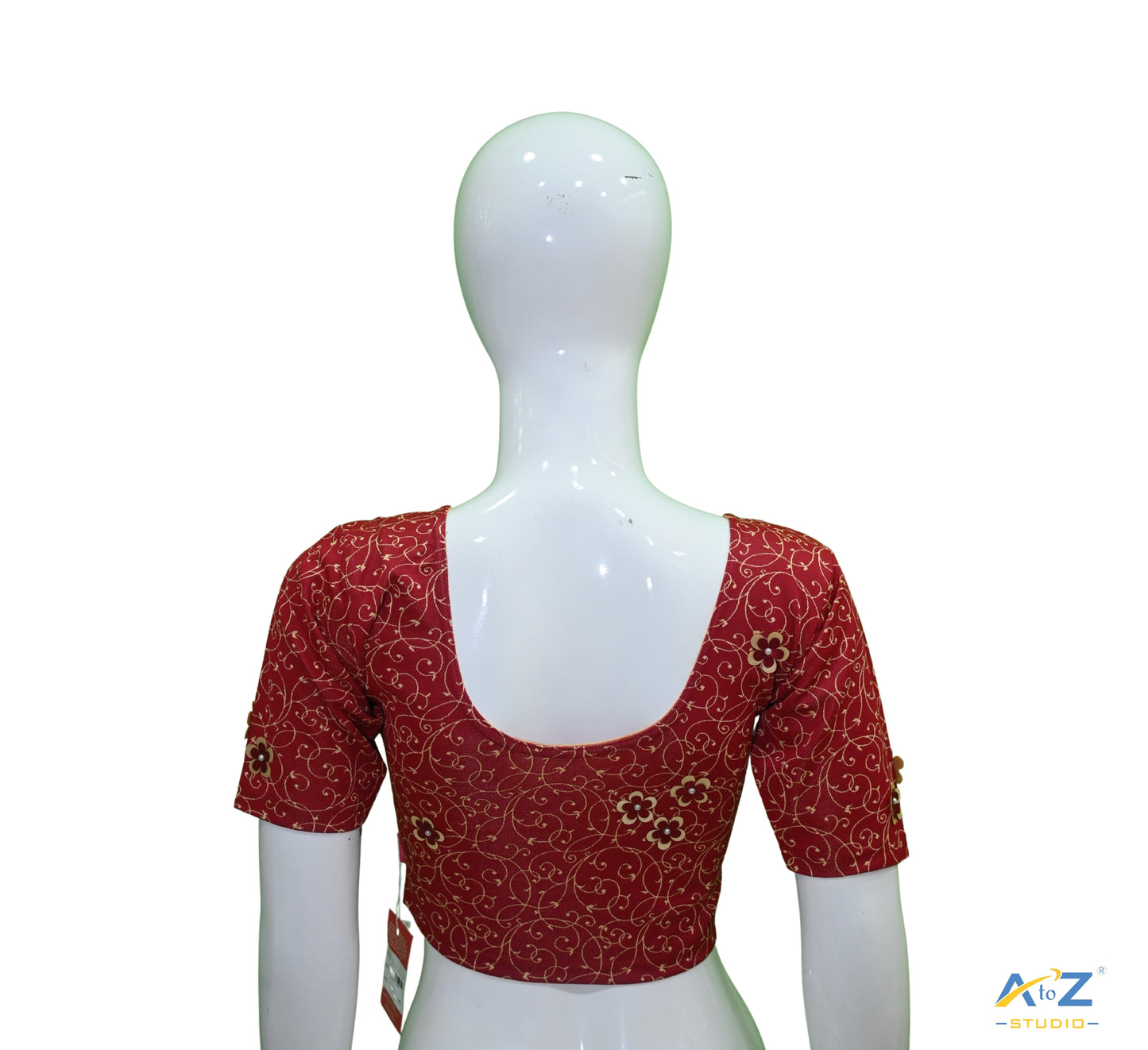 Maroon  Nylon Lycra Blouse with Applique Flowers