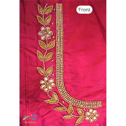 Rani Silk Blouse Piece With Aari Work