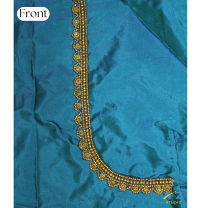 Sea Green Silk Blouse Piece With Aari Work