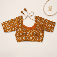 Mustard Banaras Silk Brocade Blouse with Zari Geometric Butta
