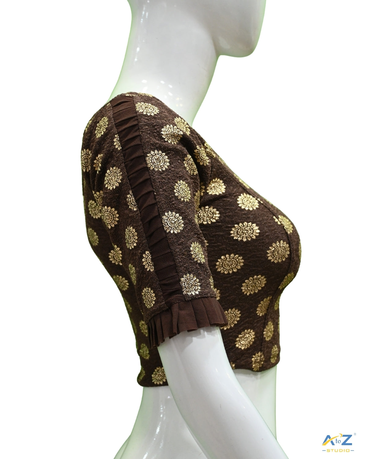 Coffee Crush Blouse with Golden Sunflower