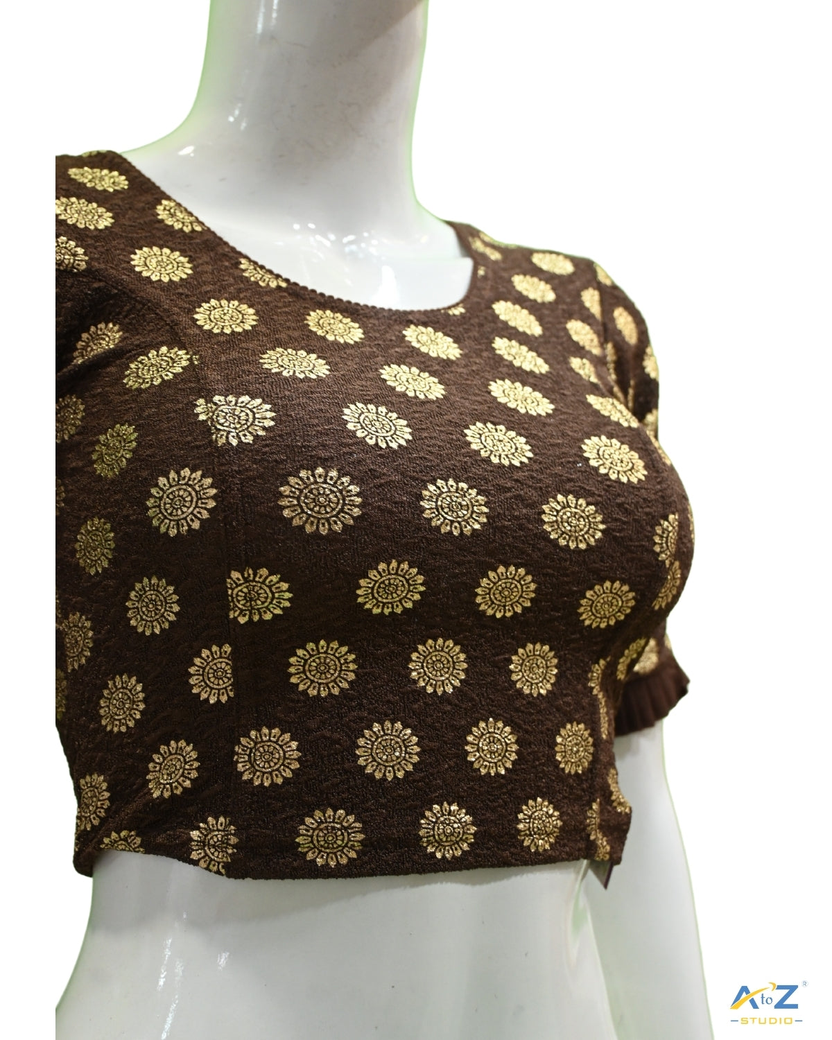 Coffee Crush Blouse with Golden Sunflower