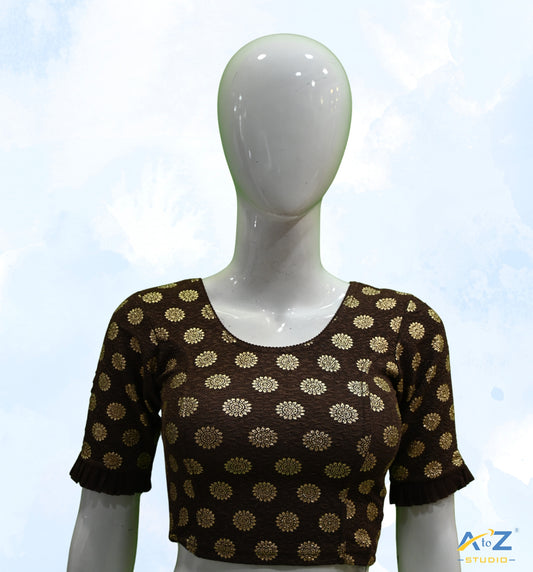 Coffee Crush Blouse with Golden Sunflower