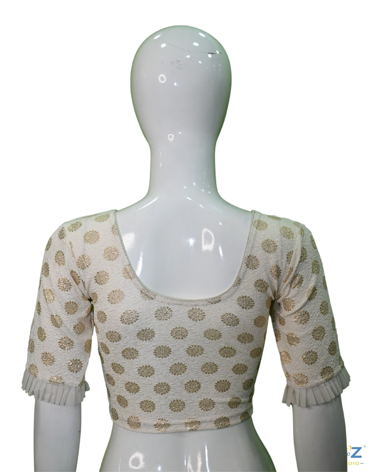 Cream Crush Blouse with Golden Sunflower