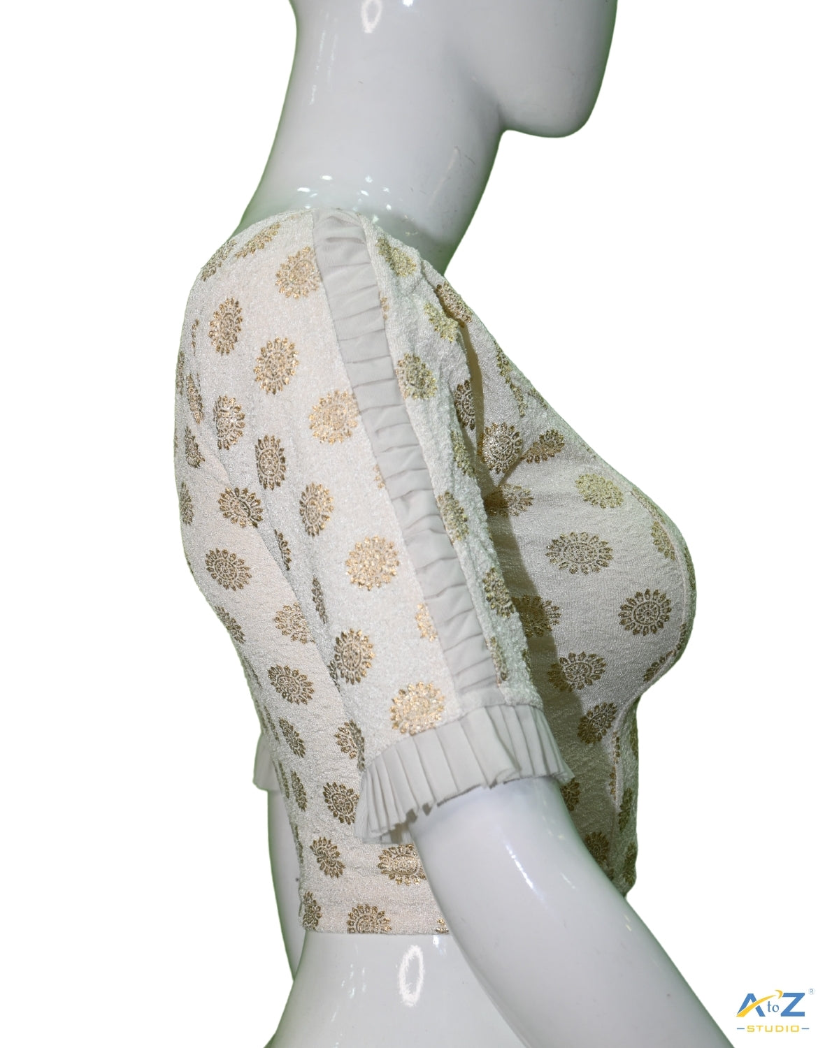 Cream Crush Blouse with Golden Sunflower