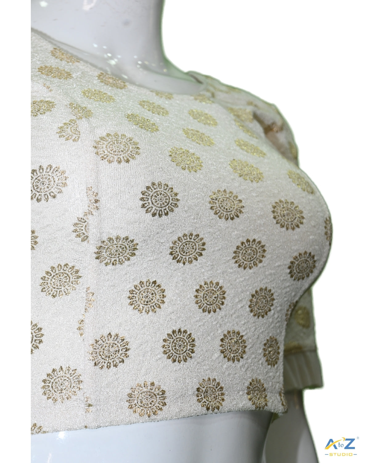 Cream Crush Blouse with Golden Sunflower