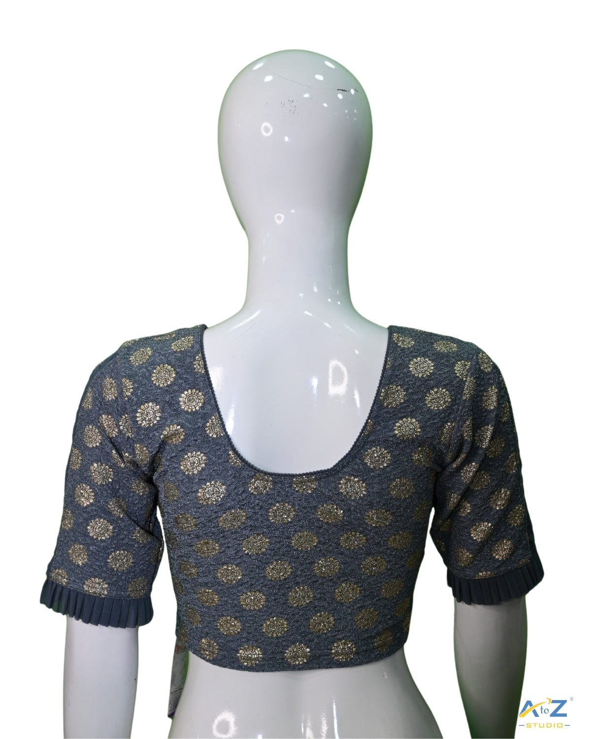 Grey  Crush Blouse with Golden Sunflower
