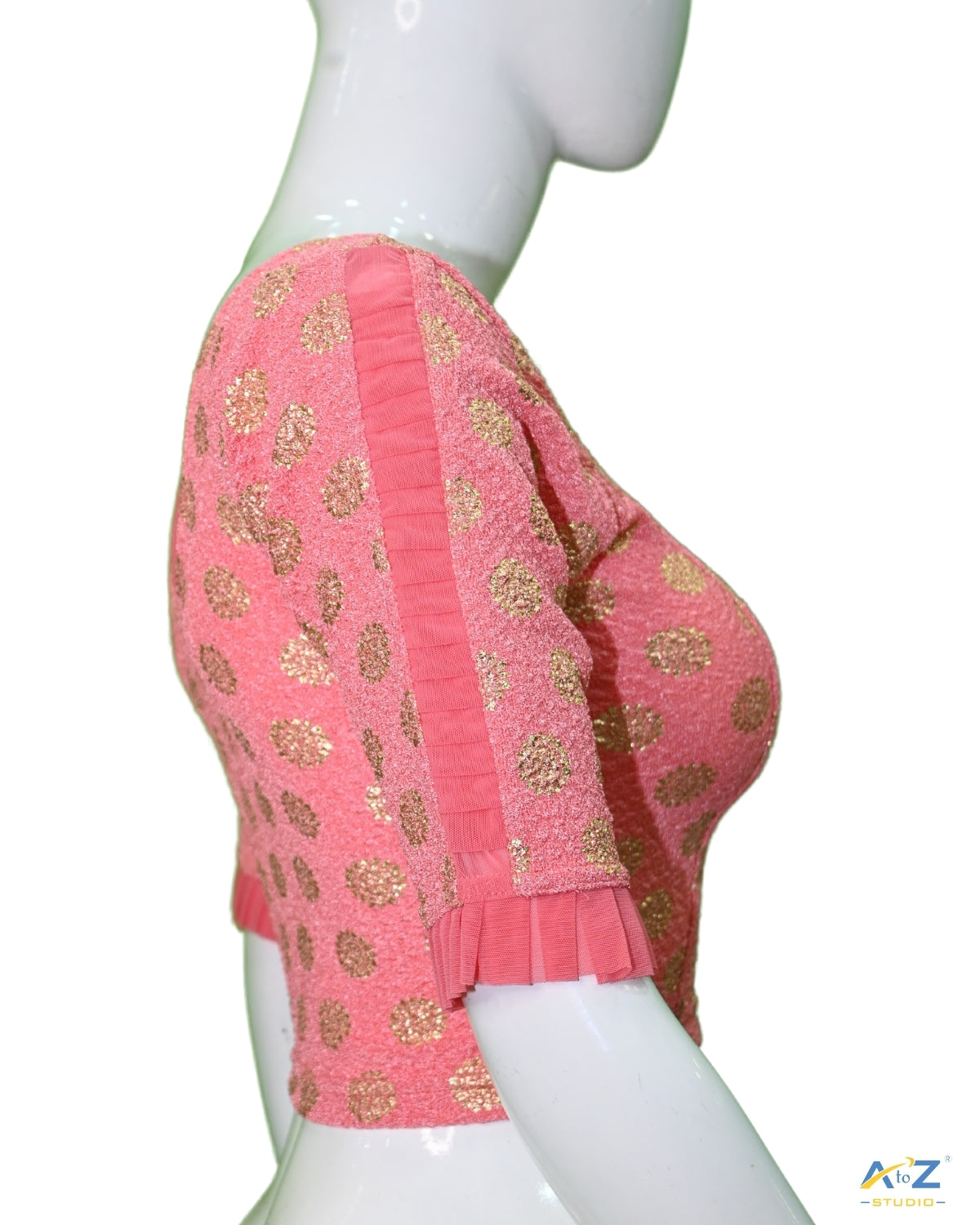 Peach Crush Blouse with Golden Sunflower