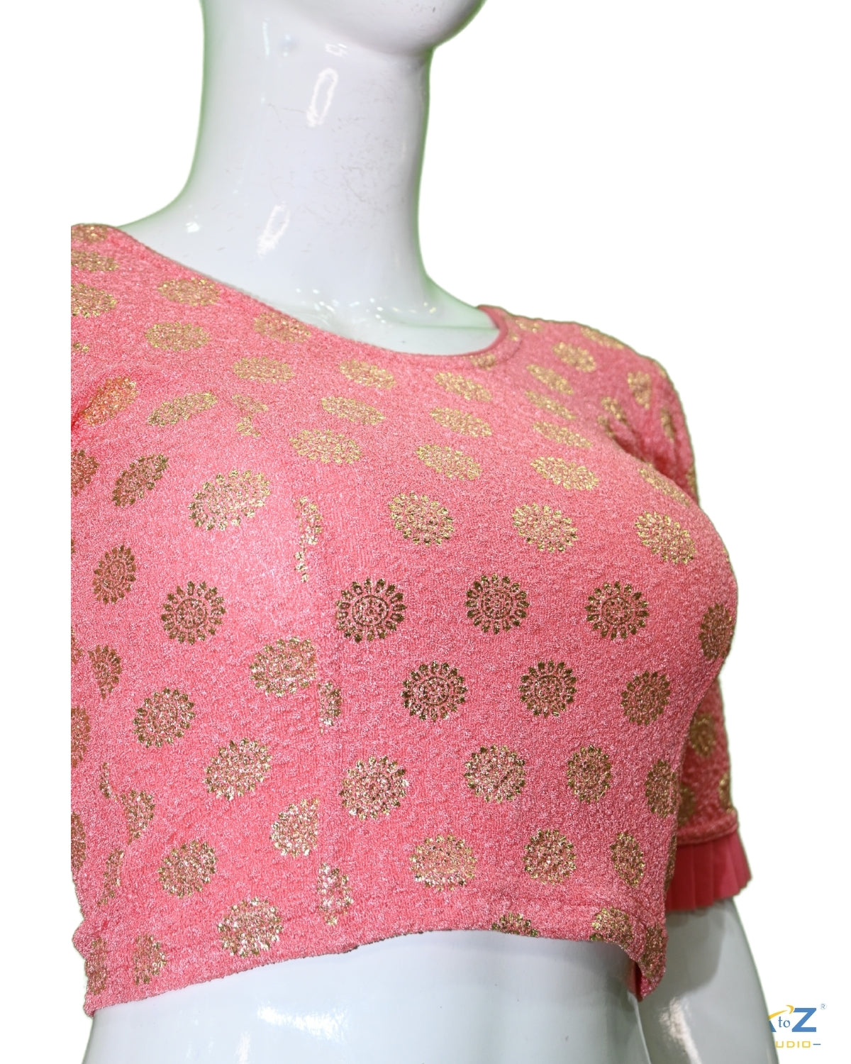 Peach Crush Blouse with Golden Sunflower
