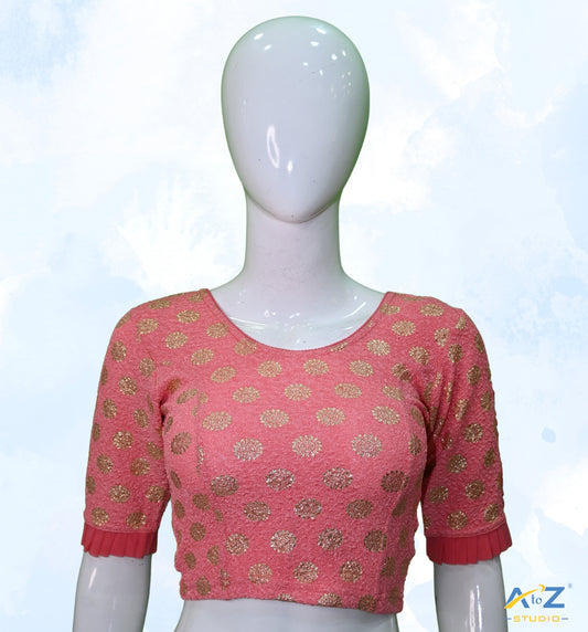 Peach Crush Blouse with Golden Sunflower