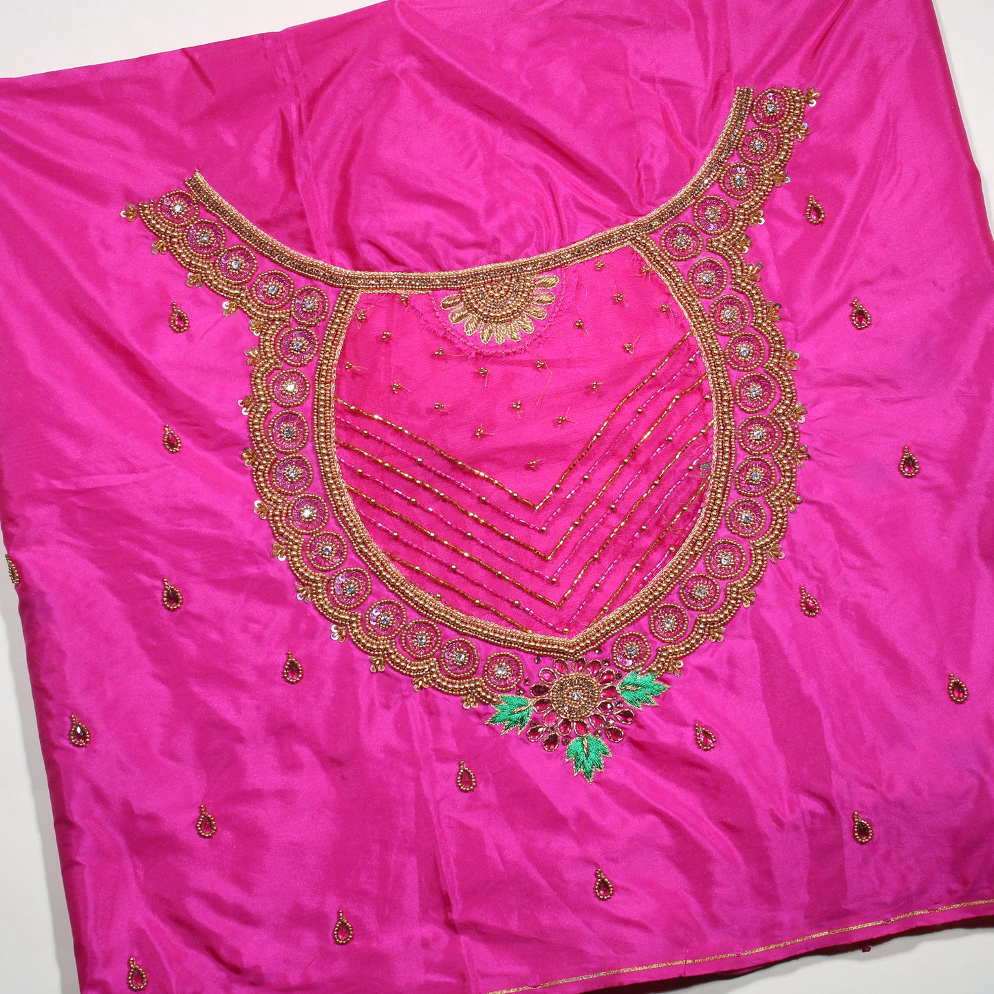 Royal Pink Antique Beadwork Bridal Blouse