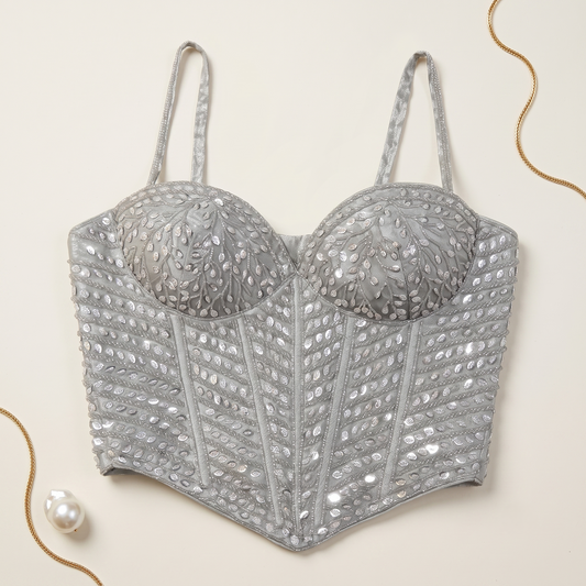 Silver Sequin Corset Top