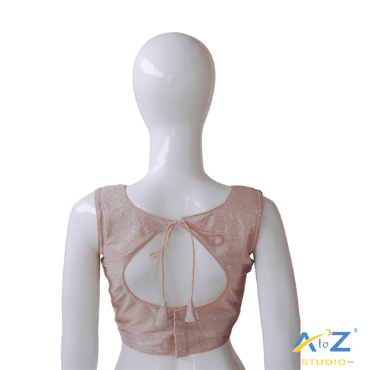 Dusty Orange Brocade Blouse with Glossy Finish