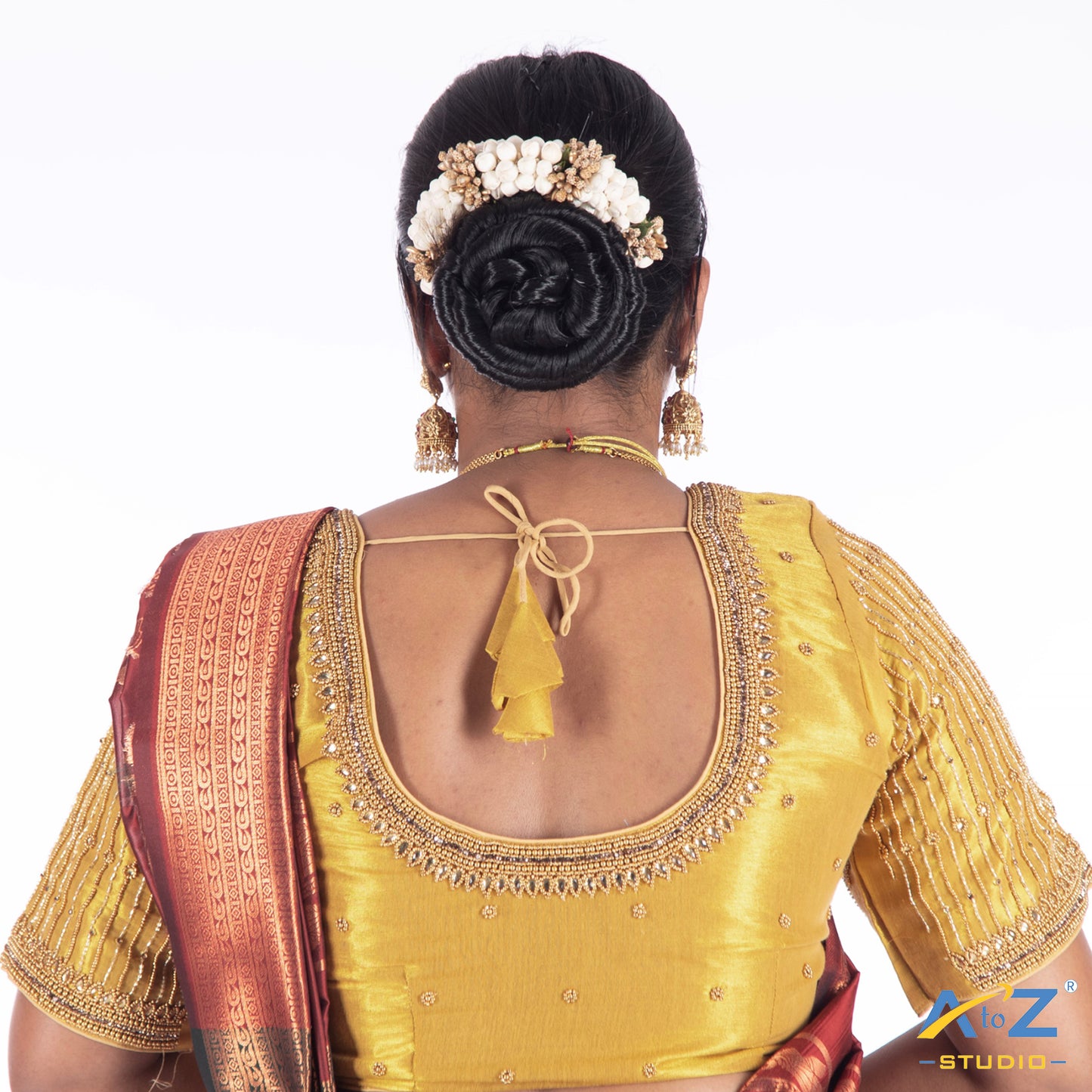 Gold Tissue Cloth Blouse with Chain design Design