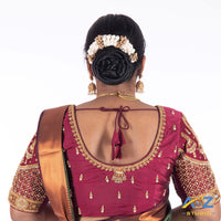 Wine Silk Cloth Blouse with Bell design Design