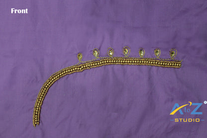 Lavender Silk Blouse Piece With Aari Work