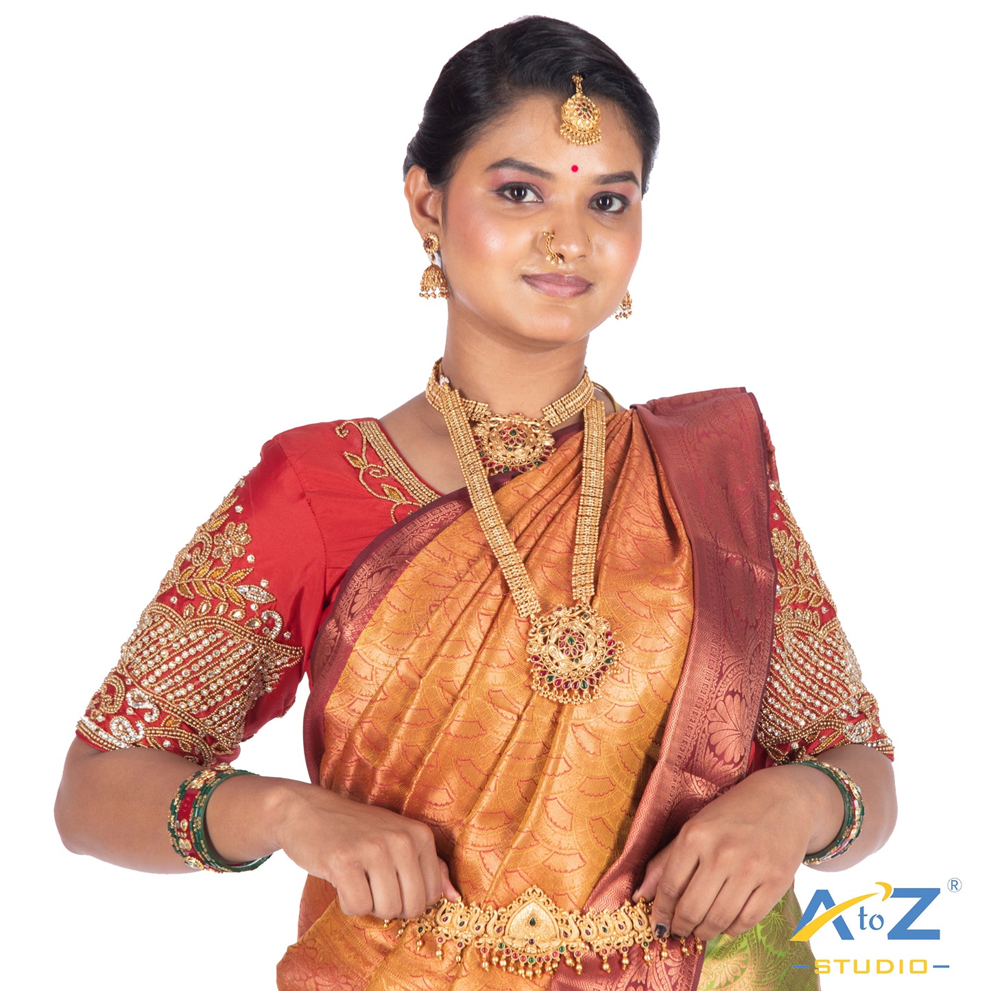 Light Red Silk Cloth Blouse with Leaves and Flower Design