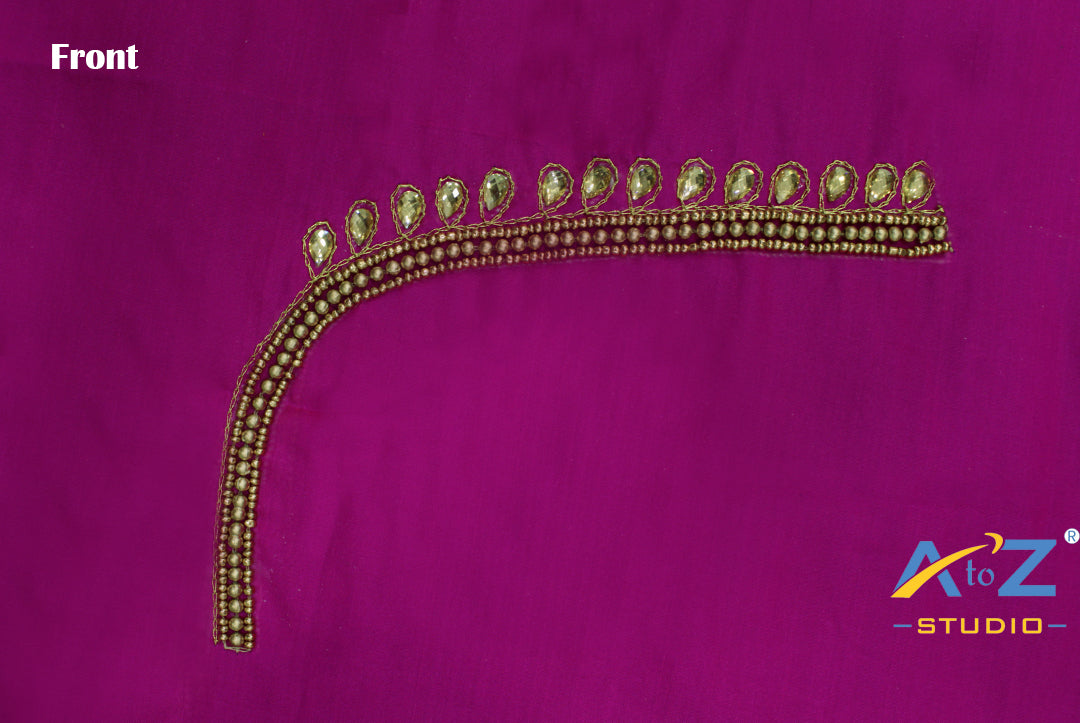 Bright Pink Silk Blouse Piece With Aari Work