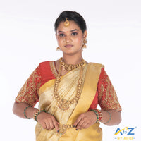 Magenta pink Silk Cloth Blouse with Small leaf and chain work Design