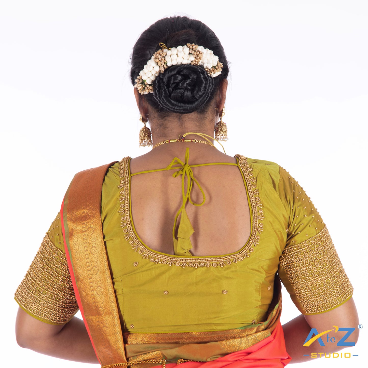 Pear Silk Cloth Blouse with Chain work design Design