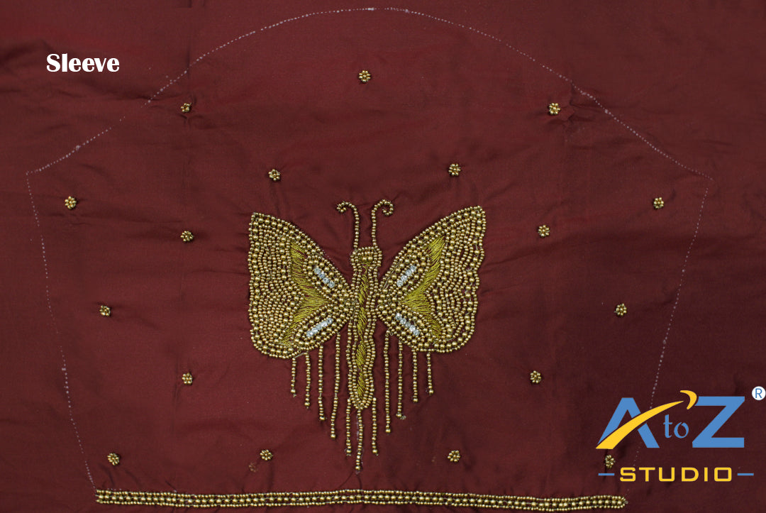 Light Brick Silk Blouse Piece With Aari Work