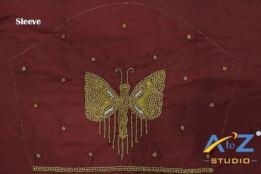 Light Brick Silk Blouse Piece With Aari Work