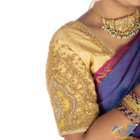 Ivory Silk Cloth Blouse with Small leaf and chain work Design
