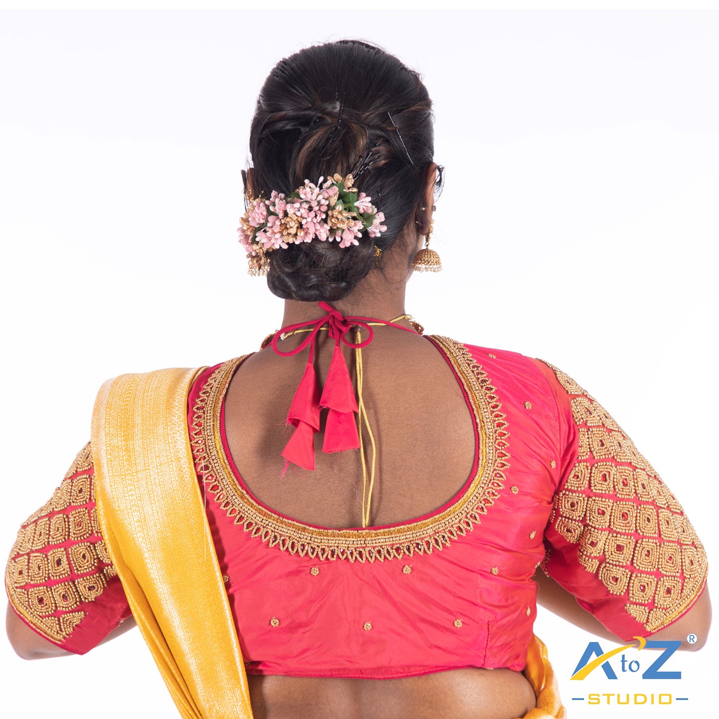Jari pink Silk Cloth Blouse with Kite of chain Design