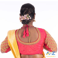 Jari pink Silk Cloth Blouse with Kite of chain Design