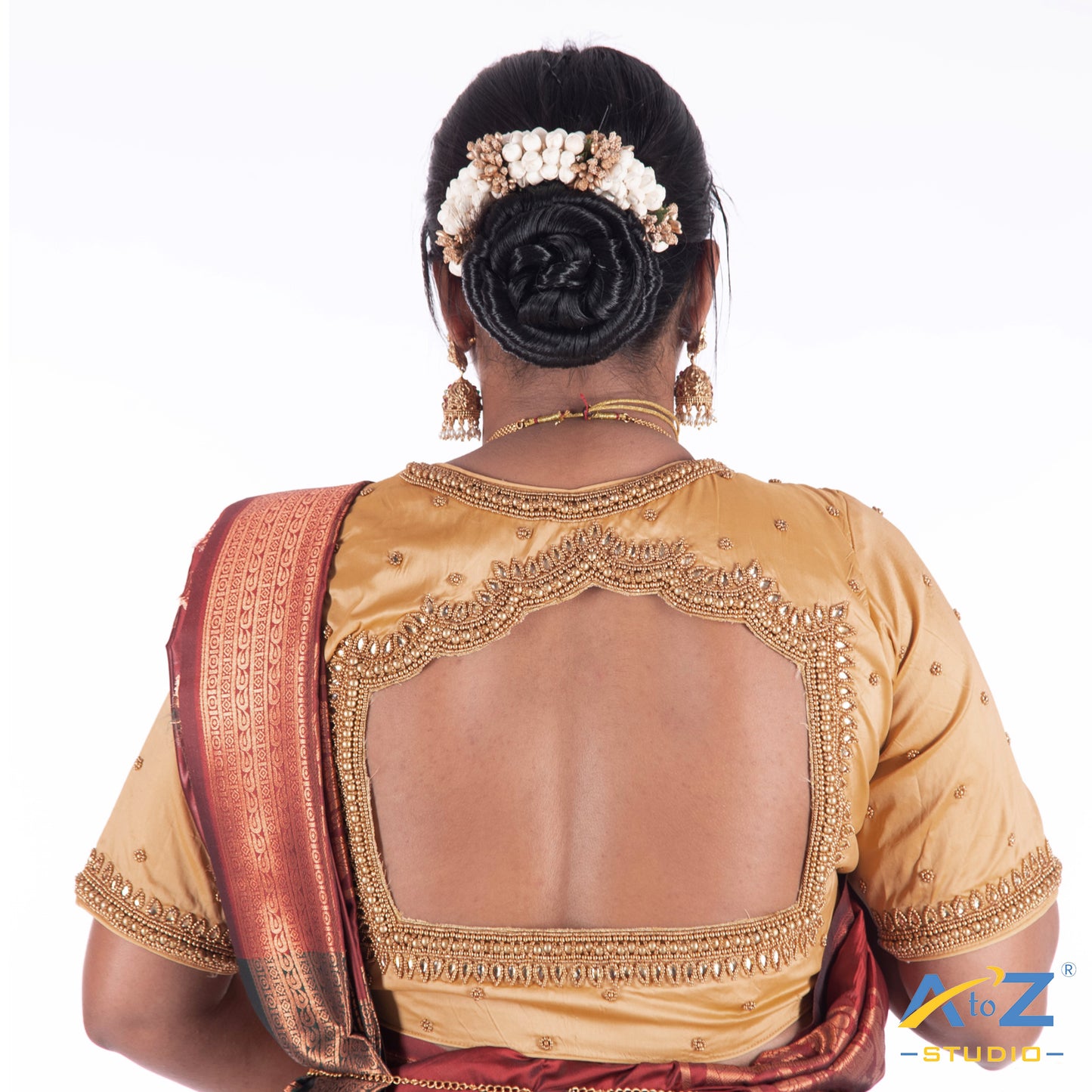 Dark Ivory Silk Cloth Blouse with Bird design Design