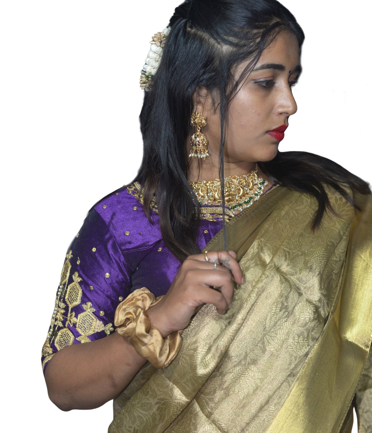 Wine Blouse with Floral & Geometric Embroidery