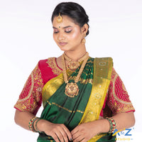 Punch Pink Silk Cloth Blouse with Lotus in circle Design